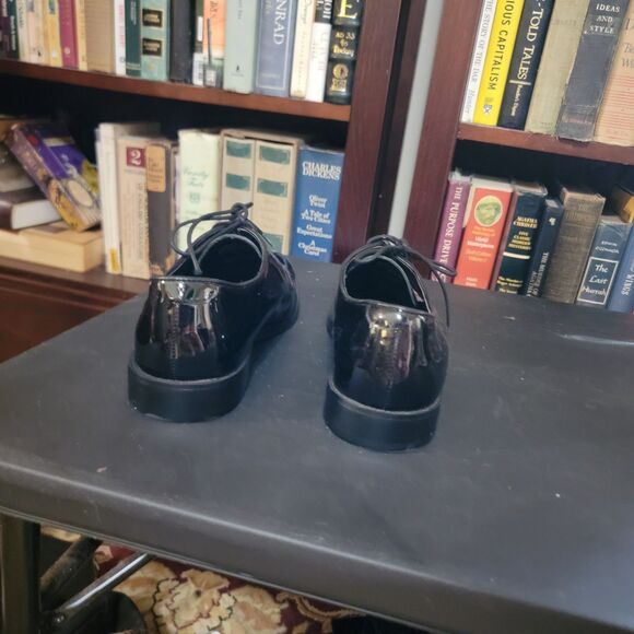 Men s Black Patent Leather Derby Dress Shoes size 8 The Black Tux Premium Formal - Picture 16 of 16
